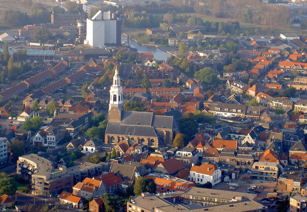 Glas van Jan als glaszetter Nijkerk vanuit de lucht